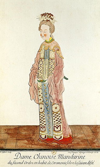 Portrait of a Mandarin Woman of the Second Order Wearing a Summer Ceremonial Costume, from ''Estat P von Pierre Pere Bouvet 1647Giffart