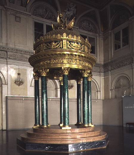 Model of a temple rotunda, 1827-34 (malachite, gilt von Pierre Philippe Thomire