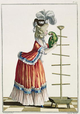 Elegant Woman in a Caraco 'a la Polonaise' and a hat 'a la Devonshire', plate 120 from 'Galerie des von Pierre Thomas Le Clerc
