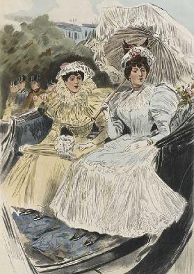 Bemerkenswerte junge Frauen von einfacher Tugend, Illustration von La Femme a Paris von Octave Uzann 1894