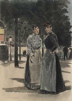 Zwei gewöhnliche Frauen auf dem Boulevard, Illustration aus La Femme a Paris von Octave Uzanne (1851 1894