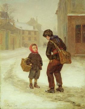 On the way to school in the snow