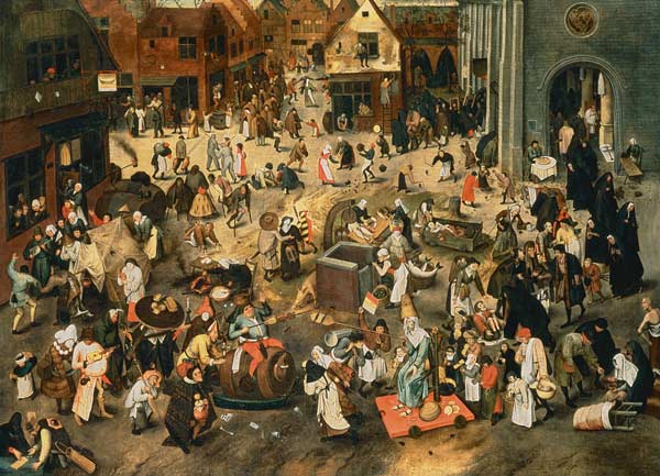 Der Kampf zwischen Fasching und Fasten von Pieter Brueghel d. Ä.