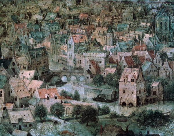 Der Turmbau zu Babel Detail: Häuser von Pieter Brueghel d. Ä.