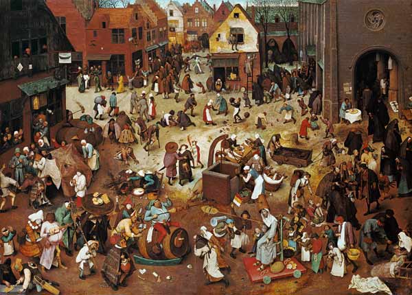 Der Kampf zwischen Fasching und Fasten von Pieter Brueghel d. Ä.