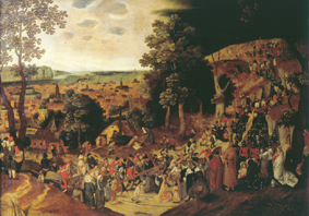 Christus trägt das Kreuz auf den Kalvarienberg von Pieter Brueghel d. J.