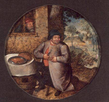 Flemish Proverb: Gluttony (panel) von Pieter Brueghel d. J.