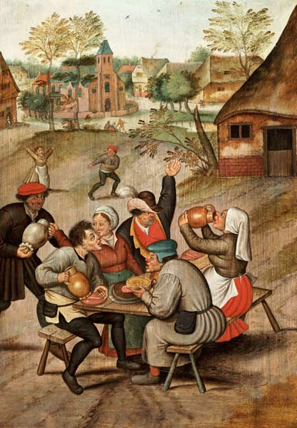 Das Frühstück der Diener nach der Hochzeit. von Pieter Brueghel d. J.