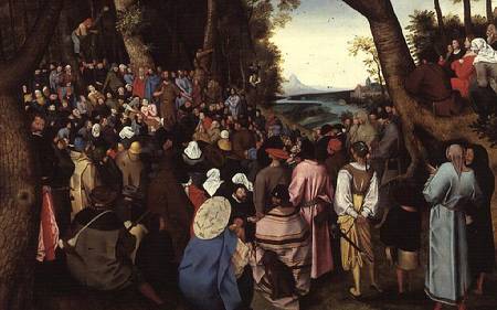 St. John the Baptist Preaching (panel) von Pieter Brueghel d. J.