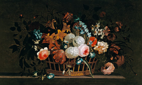 Still Life of Flowers in a Basket on a Stone Ledge von Pieter Hardime