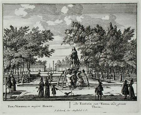 The Fountain of Venus in a grand garden, from 'Admirandorum Quadruplex Spectaculum', by Jan van Call von Pieter Schenk