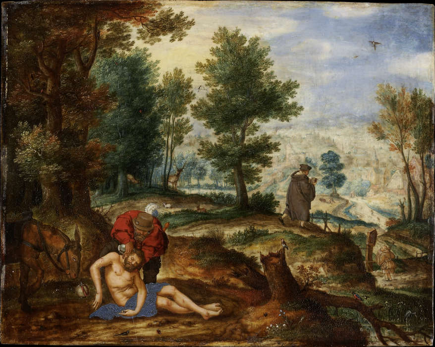 Landschaft mit dem barmherzigen Samariter von Pieter Stevens