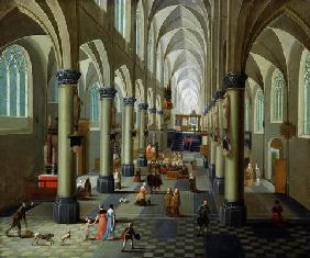 Interior of a Church (oil on panel) 20th