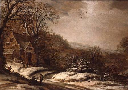 Winter Landscape with Cottages von Pieter van Santvoort