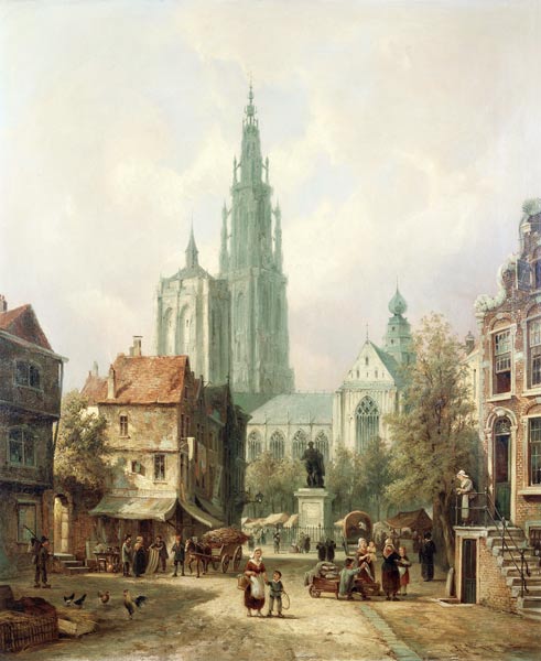 Eine Ansicht von Antwerpen von Pieter Cornelis Dommershuijzen
