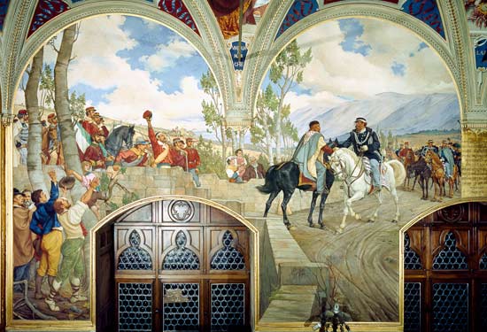 The Meeting Between Giuseppe Garibaldi (1807-82) and King Vittorio Emanuele II (1820-78) on the 26th von Pietro Aldi