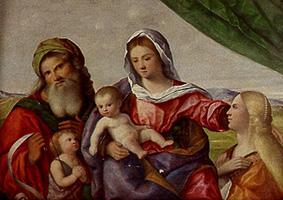 Madonna mit dem Kind, dem Johannesknaben und den hll.Katharina und Zacharias. von Pietro degli Ingannati