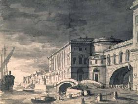 View of the Neva Embankment with the Hermitage Theatre in the centre after 1802