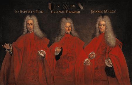 Portrait of three lawyers, Giovanbattista Bon, Galeano Contarini and Giovanni Magno 1730