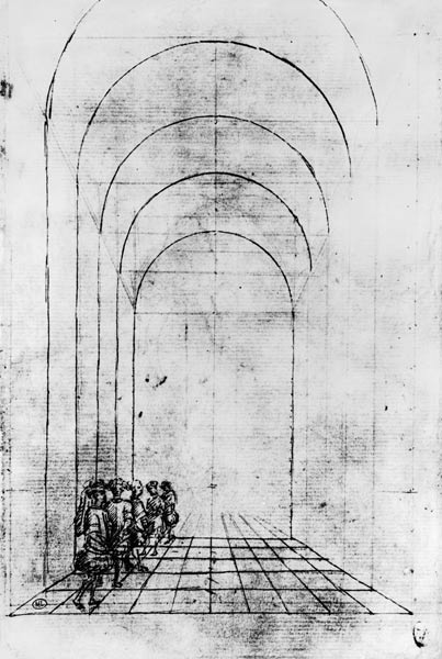 People under an Arch (black & white photoprint) von Pisanello