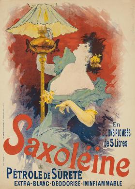 Poster advertising 'Saxoleine Safety Lamp Oil' 1890s