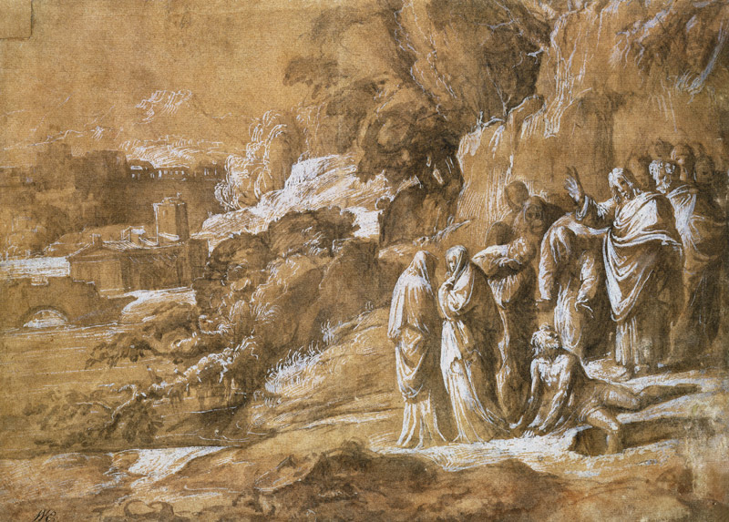The Raising of Lazarus von Polidoro  da Caravaggio