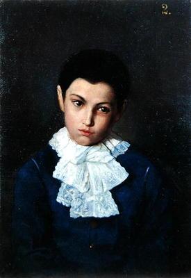 Portrait of a boy with lace collar (oil on canvas) 1681