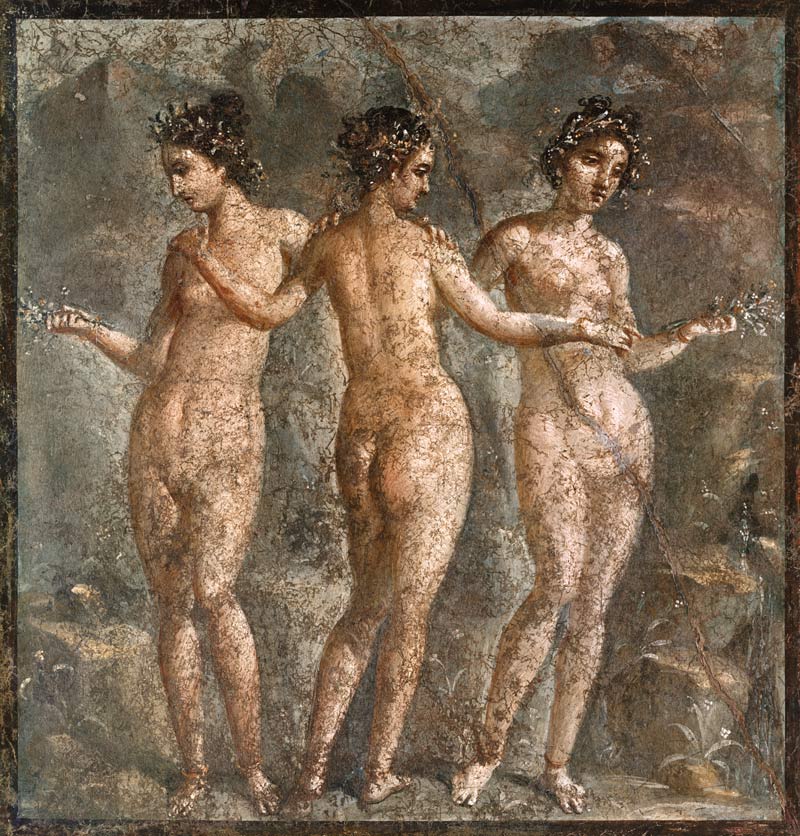 Die drei Grazien von Pompeji, Wandmalerei