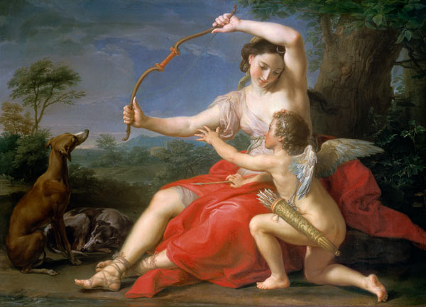 Diana zerbricht Cupidos Bogen von Pompeo Girolamo Batoni