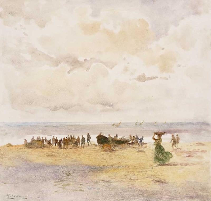 Fischer am Strand. von Pompeo Mariani