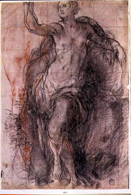Study of a female figure with loose drapery von Jacopo Pontormo, Carucci da