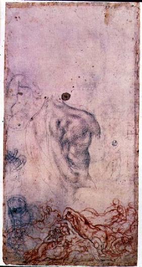 Study for a portrait of Cosimo I Giovinetto with other studies of writhing bodies