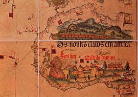 Map of Sao Jorge da Mina, on the Gold Coast of Africa, founded by the Portuguese in 1482 (coloured e 1710