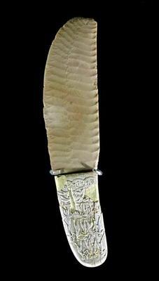 Knife carved with battle scenes, from Gebel el Arak, c.3500-3100 (flint & hippopotamus ivory) 17th