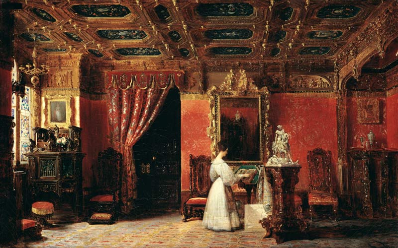Princess Marie d'Orleans (1813-39) in her Gothic Studio in the Palais des Tuileries von Prosper Lafaye or Lafait