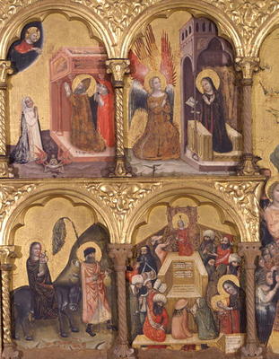 Polyptych of the Dormition of the Virgin, detail of St. Gregory the Great (540-604) Praying for the von Pseudo Jacopino  di Francesco