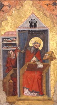 St. Gregory the Great (540-604) in his Study (tempera on panel) 1854