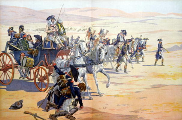 Napoleon (1769-1821) and his Troops in the Desert during the Egyptian Campaign, illustration from 'B von pseudonym for Onfray de Breville, Jacques Job