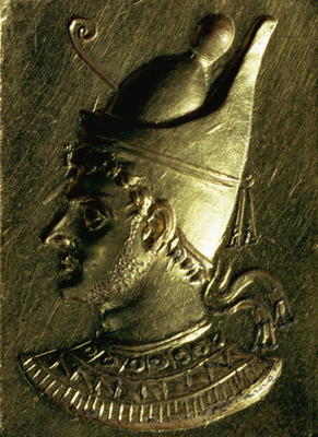 Portrait plaque depicting one of the Ptolemies (gold) von Ptolemaic Period Egyptian