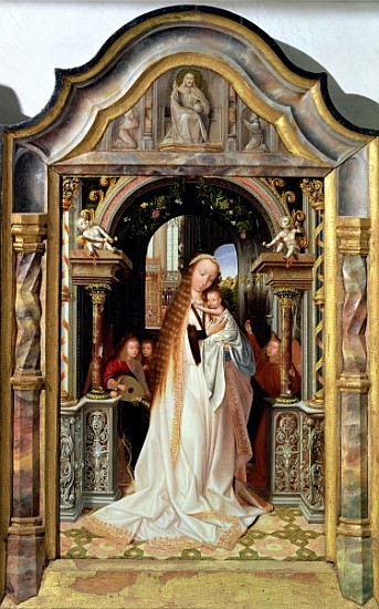 Virgin and Child with Three Angels, central panel of a triptych, c.1509 von Quentin Massys or Metsys