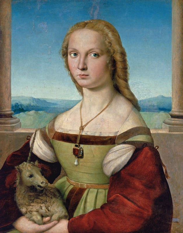 Bildnis einer jungen Frau mit dem Einhorn von Raffael - Raffaello Santi