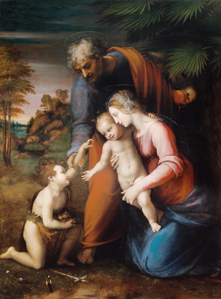 Heilige Familie mit dem kleinem Johannes von Raffael - Raffaello Santi
