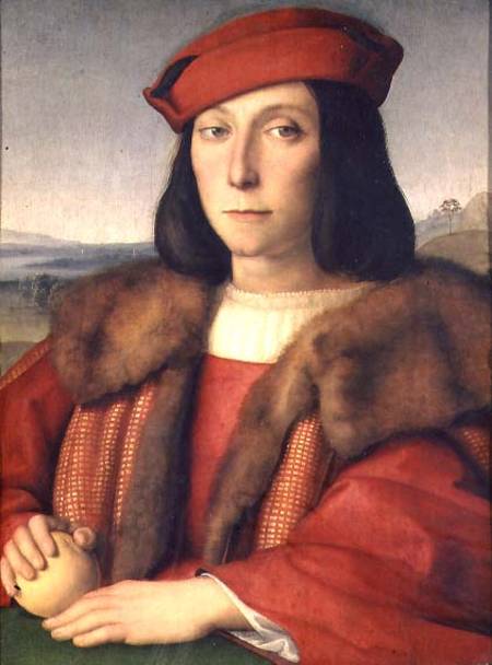 Portrait of a Man holding an Apple von Raffael - Raffaello Santi