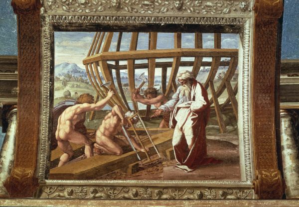 Raphael /The building of the Ark /c.1515 von Raffael - Raffaello Santi