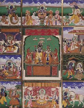 Vishnu in the centre of his ten avatars, Jaipur, Rajasthan 18th centu