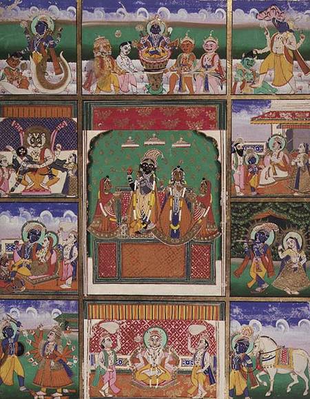 Vishnu in the centre of his ten avatars, Jaipur, Rajasthan von Rajput School