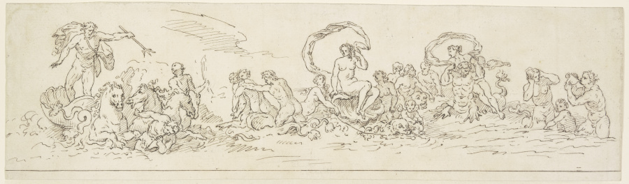 Triumphzug des Neptun, mit Meeresgöttern und Nereiden auf Delphinen von Raymond La Fage
