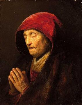 Betende alte Frau, bekannt als 'Rembrandts Mutter'.