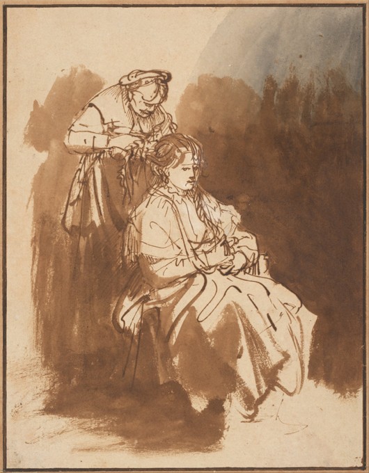 Eine junge Frau wird frisiert von Rembrandt van Rijn