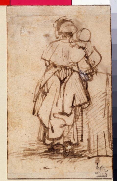 Frau mit Kind auf dem Arm von Rembrandt van Rijn